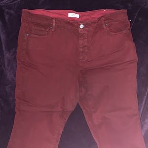 Loft Plus Red Stretchy Crop Jeans Size 20